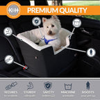K&H Dog Car Seat, Bucket Booster for Small to Medium Pets, L Black/Cream | Collapsible Dog Car Seats for Small Dogs. Seat Belt Secured, 2 Safety Leashes, Washable Covers