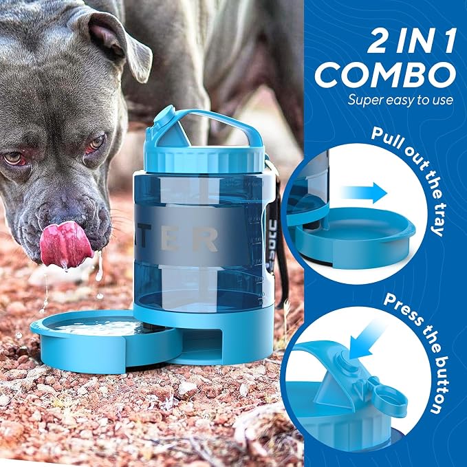Dog Water Bowl Dispenser 77oz, Large Pet Dog Water Bottle Portable with Pull-Out Travel Water Bowl for Dogs, Portable Water Bowl for Dogs on The Go, Camping Essentials Hiking Traveling Accessories