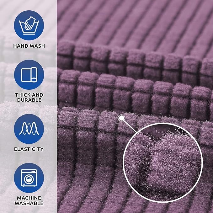 Stretch Oversized Couch Covers for Sofa Slipcover,Dark Purple | 1-Piece Washable Sofa Cover (94"-110") 4-Seater Furniture Protector, Soft Jacquard Non-Slip Elastic Bottom for Dogs & Kids