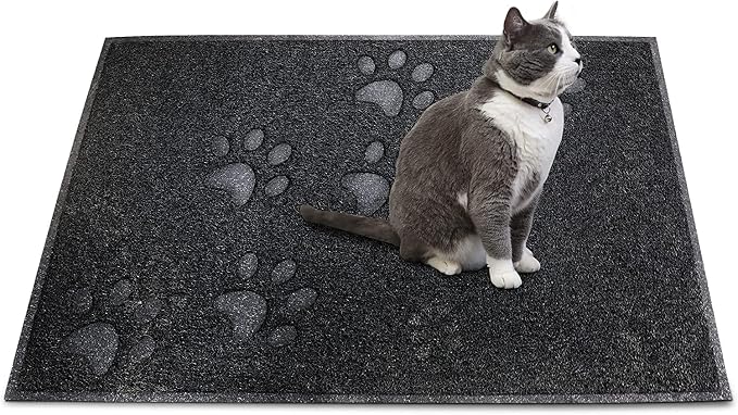 Andalus Large Cat Litter Mat, Pack of 1 - Waterproof, Non-Slip & Easy to Clean Cat Litter Box Mat for Extra Efficient Pet Litter-Trapping, Black (30” X 18”)