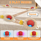 Interactive Cat Toy for Indoor Cats-Hide and Seek Cat Toy with 5-Holes Mat,Automatic Cat Toy Ball with Mouse Squeak in Pouch,Rechargeable Kitten Toy,Motion Activated Ball