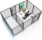 FXW Homeplus Indoor Dog Playpen with Divider Connectors, 32" H, 12 Panels | Calm Indoor Play Area, Two-Zone Layout, For Small & Medium Dogs, Patented