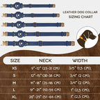 AirTag Dog Collar - Genuine Leather Dog Collar with Apple AirTag Holder and Metal Buckle - Smart GPS Tracking Pet Collars for Small Medium Large Dogs Puppy (Smoky Blue, S, 12"-15" Neck Fit)