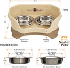 Neater Pet Brands Neater Feeder Deluxe Mess Proof Cat Bowls Elevated, Made in USA, No Spill Raised Bowls for Indoor Cats, Stainless Steel Food and Water Bowl Set, Pet Dish Feeding Station, Cappuccino