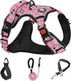 NESTROAD No Pull Dog Harness with Leash, Reflective No Choke Pet Vest Harness,Adjustable Soft Padded Dog Harness with Easy Control Handle for Small Dogs(Checkered Pink,Small)