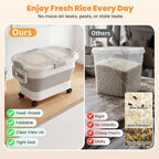 30 Lbs Rice Container, Collapsible Dog Food Storage Container | Airtight Cat Food Container with Wheels, Transparent Lid, Measuring Cup, Scoop and Handle, BPA Free for Pet Food, Bird Seed