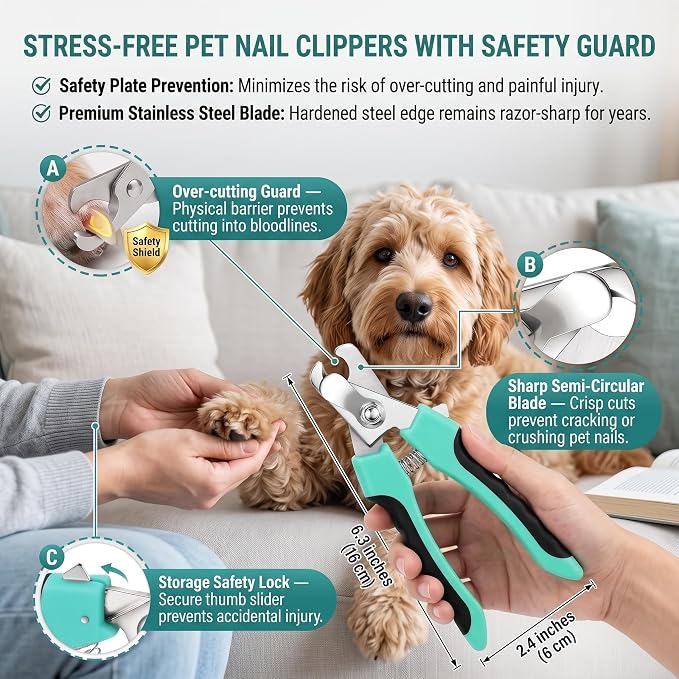 5 PCS Cat & Dog Grooming Kit Brush, Self-Cleaning Slicker Hair Brush, Nail Clipper, Undercoat Rake, Pet Bath Brush with Removable Screen,Pet Comb for Short & Long Haired Dogs Cats, Green