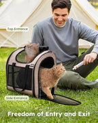 Pecute Cat Backpack with Widened Interior Space, Upgraded Dog Backpack Carrier with Various Ways to Carry, Pet Backpack with Breathable Mesh, Pet Travel Carrier with Soft Padded,Khaki | Breathable Mesh, Reinforced Support, Various Carry Ways, Ergonmic ...