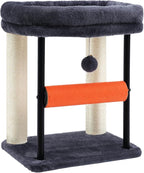 Hey-brother Cat Tree, Sturdy Tower with Sisal-Wrapped Columns, MPJ010SG | 18.9 Inches Cats Scratching Posts with Bed, Plush Toy Ball for Indoor Kittens, Smoky Gray