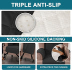 Turquoize 100% Waterproof Wing Chair Cover Wing Armchair Slipcovers Chair Couch Protector Triple Non-Slip Sofa Slipcover for Wing Chair Furniture Protector for Pets, Kids,Dog (Wing Chair, Black)