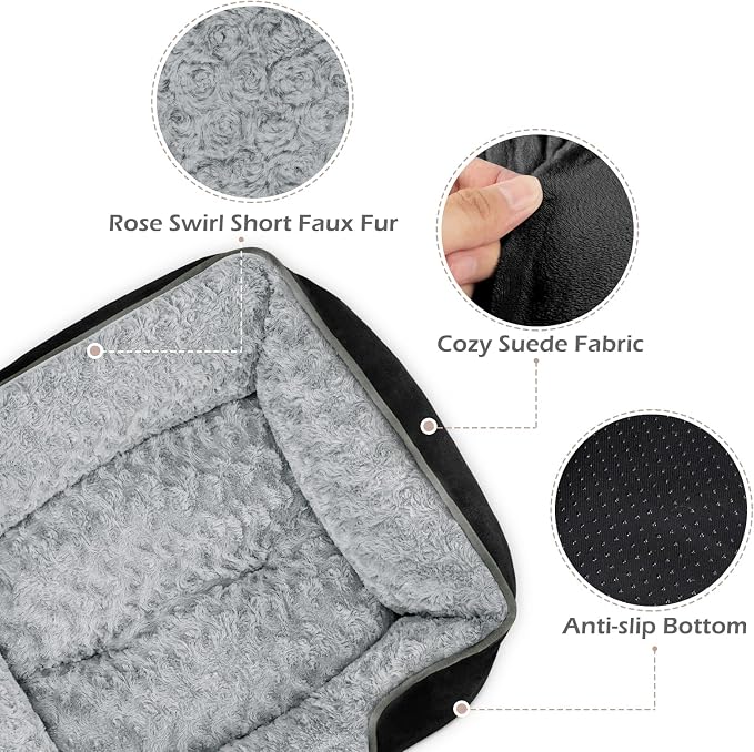 INVENHO Small Dog Bed Rectangle Washable Orthopedic Soft Calming Sleeping Durable Pet Cuddler with Anti-Slip Bottom