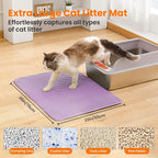 Extra Large Cat Litter Mat, Double Layer Honeycomb Design | 30x22”, Reduces Litter Tracking, Easy to Clean, Waterproof, Non-Slip, Soft on Paws, Scratch Resistant, Purple, XL