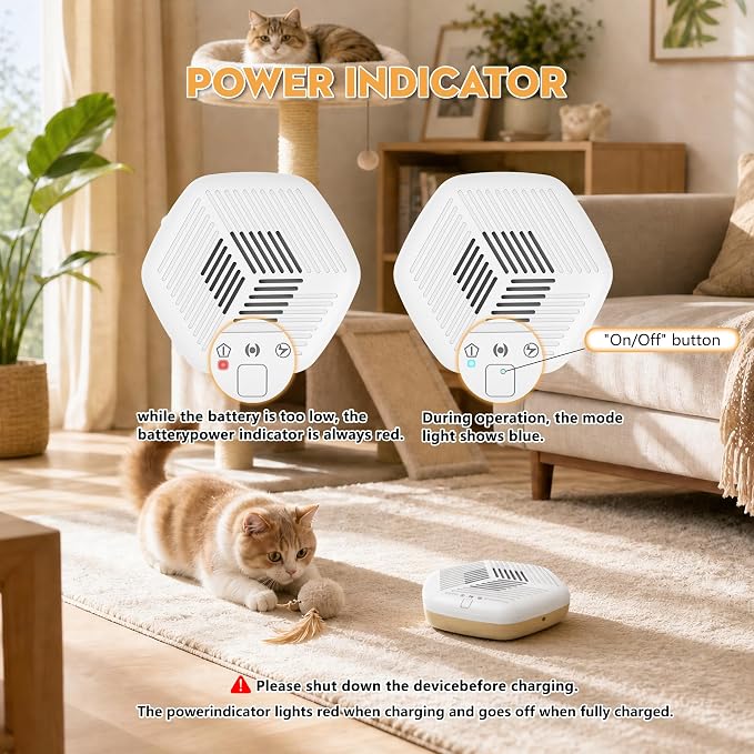 Cat Litter Deodorizer Pet Odor Eliminator for Dogs Poof Rechargeable Ozone Air Purifier for Litter Box Cordless with Negative Ion and Ozone Modes Kennel Home Smoke Car