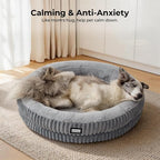 BALANCE Donut Dog Bed, 36 Inches Round Dog Bed Large Size Dogs Washable, Orthopedic Calming Dogs Beds for Kitten, Fluffy Plush Faux Fur Pet Bed with Anti-Slip Bottom