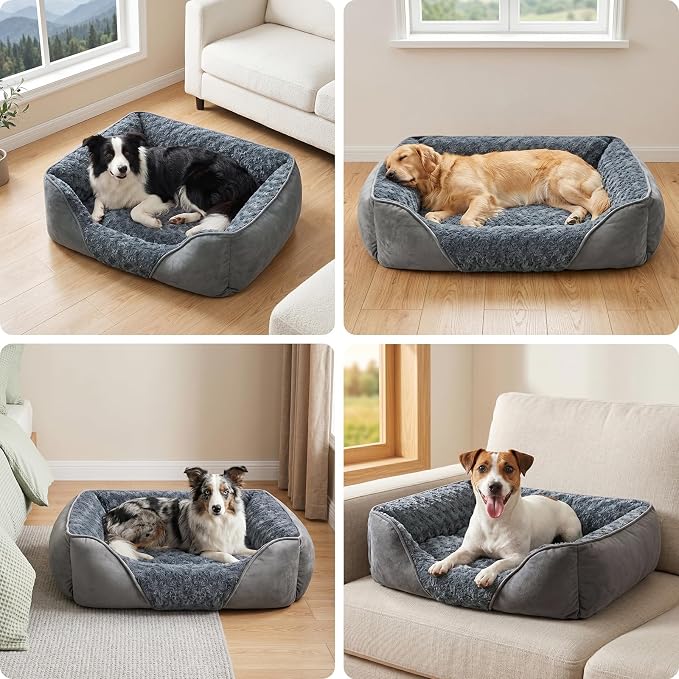 INVENHO XX-Large Dog Bed for Large Medium Small Dogs, Rectangle Washable Dog Bed, Orthopedic Dog Bed, Soft Calming Sleeping Puppy Bed Durable Pet Cuddler with Anti-Slip Bottom XXL(42"x30"x10")