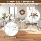 156" Extra Wide Dog Gate, Heavy Duty Metal Freestanding Dog Gate with Door for Indoor & Outdoor, Foldable Pet Fence for Doorways,House,Porch,Deck,Yard,Stairs, Auto Close(6 Panels,White)