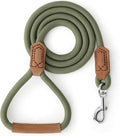 Mile High Life Dog Leash with Genuine Leather Handle, 6 FT/5 FT/4 FT | Leather Grip Rope Leash, Heavy Duty 360° Swivel Metal Clasp, for Small Medium & Large Dogs