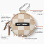 Snackpack Double Insulated Dog Treat Pouch – 1.5 Cup Capacity, 2 BPA-Free Waterproof Zipper Pockets, Carabiner for Belt/Leash – Compact Training & Travel Bag – Checkerboard