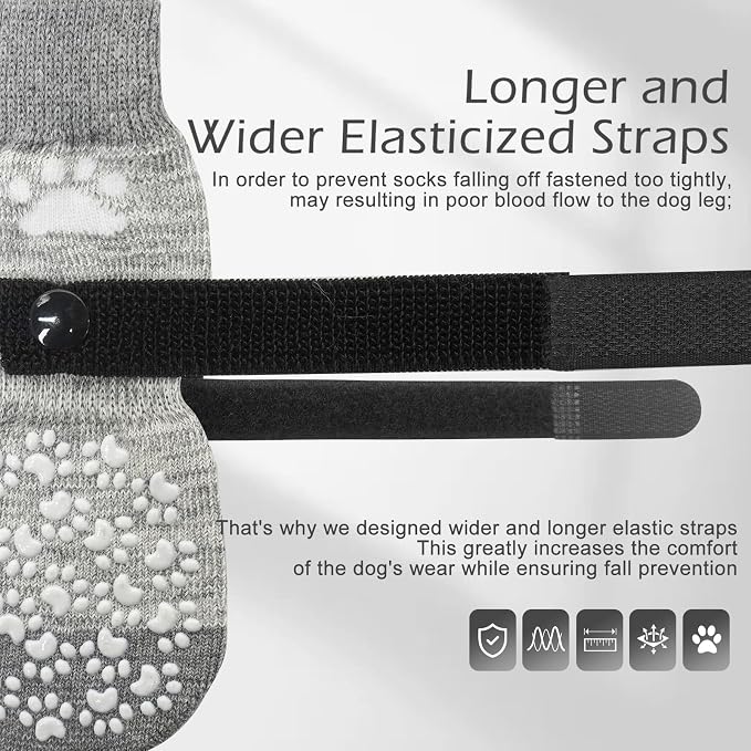 EXPAWLORER Anti Slip Dog Socks to Prevent Licking Paws, Dog Shoes for Hot Pavement, Dog Booties for Small Medium Large Senior Dogs, Traction Control Dog Boots & Paw Protectors for Hardwood Floors