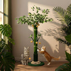 46" Extra Tall Cat Scratching Post for Large Cats, Sisal Rope | Heavy duty vertical sisal scratcher & stable climbing pole with hanging ball, tall post for adult cats full body stretch