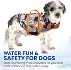 Dog Life Jacket — Premium Swim Vest with SafeChin Anti-Choke Collar | PAWS Aboard Grey Camo | RapidLift Rescue Handle, D-Ring, Reflective Trim | Boating, Kayaking, Pool | X-Small (6–15 lbs)