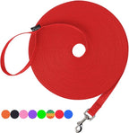 Hi Kiss Dog/Puppy Obedience Recall Training Agility Lead - 15ft 20ft 30ft 50ft 100ft Training Leash - Great for Training, Play, Camping, or Backyard (50 Feet, Red)