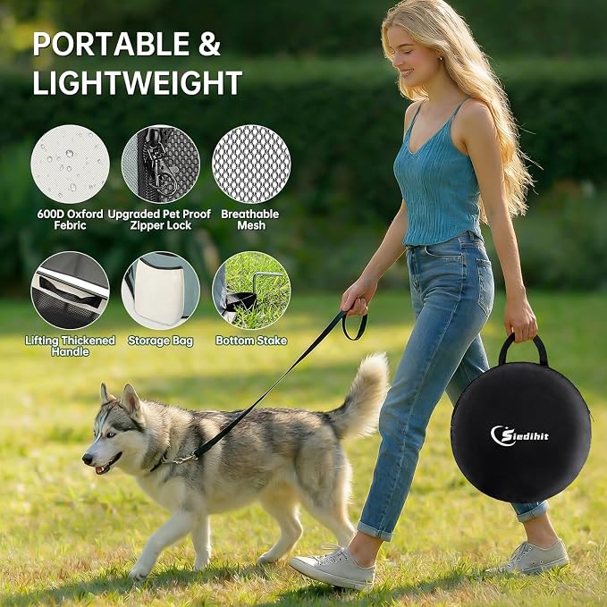 Siedihit Dog Cat Playpen Crate with Washable Pee Pad, Reinforced Durable | Dog Cage, Portable Foldable Pet Kennel with Breathable Visibility (Grey with Pad, Extra Large)