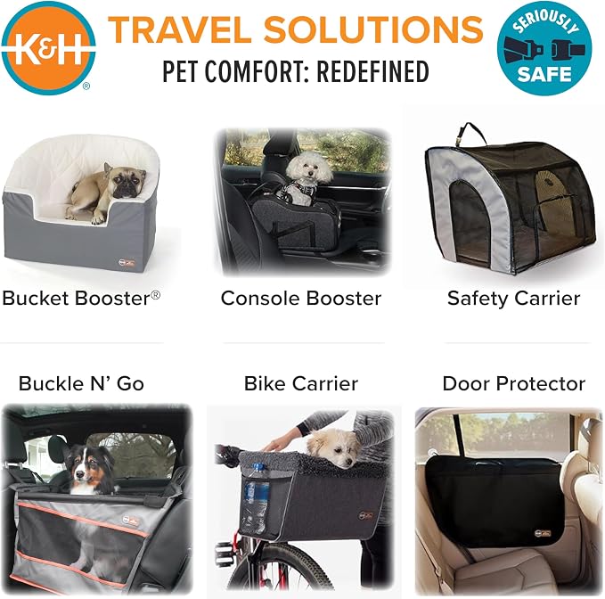 K&H Dog Bike Basket, Travel Bicycle Basket for Pets, Front Mount, 16x12x10 | Cat & Small Dog Carrier for Bike, Bicycle Basket with Safety Leash, Soft Fleece Washable Liner, Heavy Duty Metal Frame