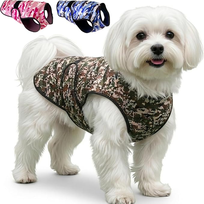 Dog Cooling Vest, 2-Layer Microfiber Cooling Jacket, Green, XS | Longer cooling duration, balanced comfort, UV protection, soft double-layer microfiber fabric, sizes to suit most dogs