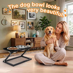 Elevated Dog Bowl, Adjustable Height and Tilt Angle Dog Bowl Stand | Precisely Adjust Height And Tilt Angle, Easy To Clean, Equipped With 2 Stainless Steel Food Bowls, Sturdy And Durable.