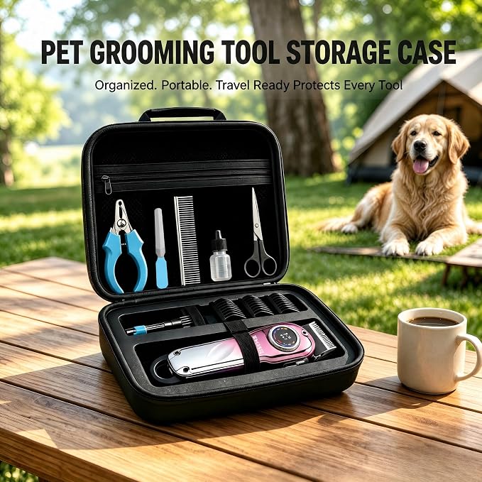 Dog Clippers for Grooming Thick Hair, Pet Grooming Kit with Carry Case | LCD Display • USB-C Charging • 180-Min Runtime • Low Noise • Carrying Case • Metal Housing