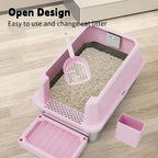 RIZZARI High-Sided Large Cat Litter Box: 2-Pack for Multi-Cat Use | 304 Steel Odor-Resistant Tray / 6.5" High Splash Guard / Dual Anti-Tracking / Built-In Deodorizer / Spacious for Large Breeds