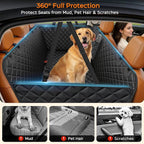 URPOWER Dog Car Seat Cover for Back Seat, Waterproof Hammock for Car & SUV | 600D Oxford, Side Flaps with Zippers, Scratch Resistant, Non-Slip, Easy Install, Machine Washable, Dog Seat Belt Included