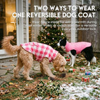 ASENKU Reversible Dog Winter Coat, Dog Jacket for Small Medium Large Dogs | Windproof Plaid Fleece Lining for Cold Weather, Water-resistant Outer Shell, Puppy Puffer Vest with Leash Hole, Pink S