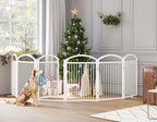 Folding Pet Fence 144" Wide, 32" Tall,Freestanding Dog Gate with Door,White | 6 Panels No-Assembly Metal Pet Fence Walk Through,Extra Accordion Puppy Folding Playpen for Doorways, Stairs,House