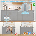 EZIGO 120 Inch Retractable Baby Gates, 41 Inch Extra Tall Retractable Gate | Reinforced Retractable Dog Gate with Rods, 10 FT Extra Long Mesh Pet Gate for Stairs Hallways Doorway Indoor Outdoor, Gray