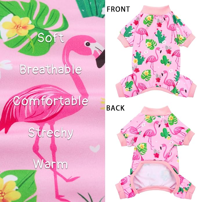 XPUDAC 4 Pieces Dog Pajamas for Small Dogs Boy Girl Soft Stretchy Pjs Onesies Puppy Clothes for Dog Cat Pet Outfits, XS