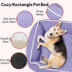 Zerbuger Rectangle Cat Dog Bed for Large Medium Small Pets Indoor Outdoor Machine Washable Sleeping Sofa Non-Slip Bottom Soft Puppy Bed Durable Orthopedic Calming Pet Cuddler (Medium, Violet)