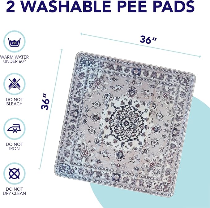 PUPIBOO Washable Pee Pads for Dogs and Cats - Super Absorbent Reusable Puppy Training Pads - 100% Waterproof, Leak-Proof & Non-Slip Whelping Pads for Pet Housebreaking