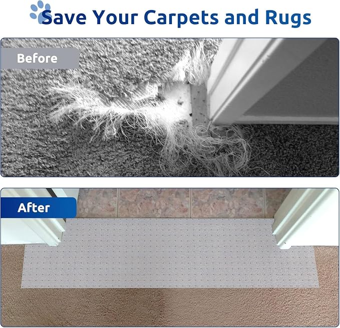 Cat Scratch Carpet Protector Mat - 3 Pack Clear Plastic Floor Protector for Pets - 3.6FT Universal Anti-Scratch Door Mat Under Furniture & Doorways, Non-Slip PVC Runner for Dogs/Cats