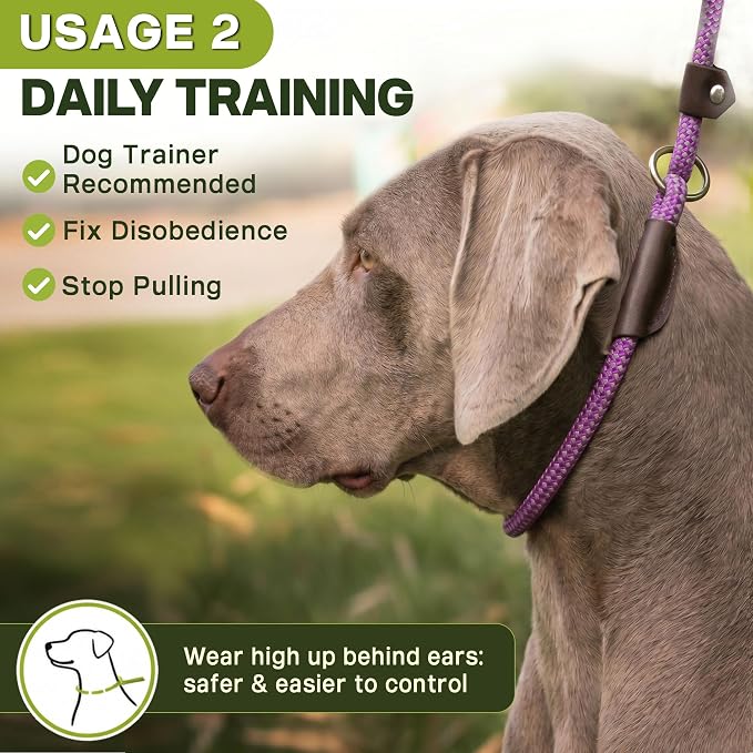 Fida Slip Leads for Dogs, 4 FT x 1/2" Dog Leash Heavy Duty Comfortable Strong Rope Lead for Large, Medium Dogs, No Pull Pet Training Leash with Highly Reflective,Purple