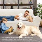 ZNSAYOTX Super Stretch Couch Cover Love Seat Sofa Covers for Living Room Dogs Pet Friendly Furniture Protector Spandex Loveseat Slipcovers with Anti Slip Foam Sticks (White, Loveseat)