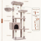 Gitelsnour 55.1'' Cat Tree Tower for Indoor Cats, Large Platform, CCT013MU | 7 Sisal Scratching Posts, Multi-level Cat Condo Cat Cave, 2 Padded Perches, Basket, Furry Ball, Toy, Mushroom