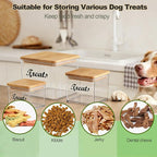 3-Piece Dog Treat Container Airtight, Square Dog Food Container With Bamboo Lid,Clear Pet Treat Bins for Kitchen Counter and Pantry,Ideal for Pet Owner