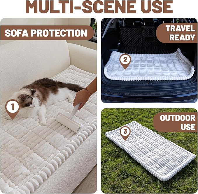 Dog Car Seat Waterproof Bed Cover Nonslip Car Back Seat Soft and Comfortabl | Pet Bed Mat Car Blanket for Travel Backseat Extender Seat Covers Dog Bed for Cars Trucks and SUVs (White Cover 23.6” x 51”)