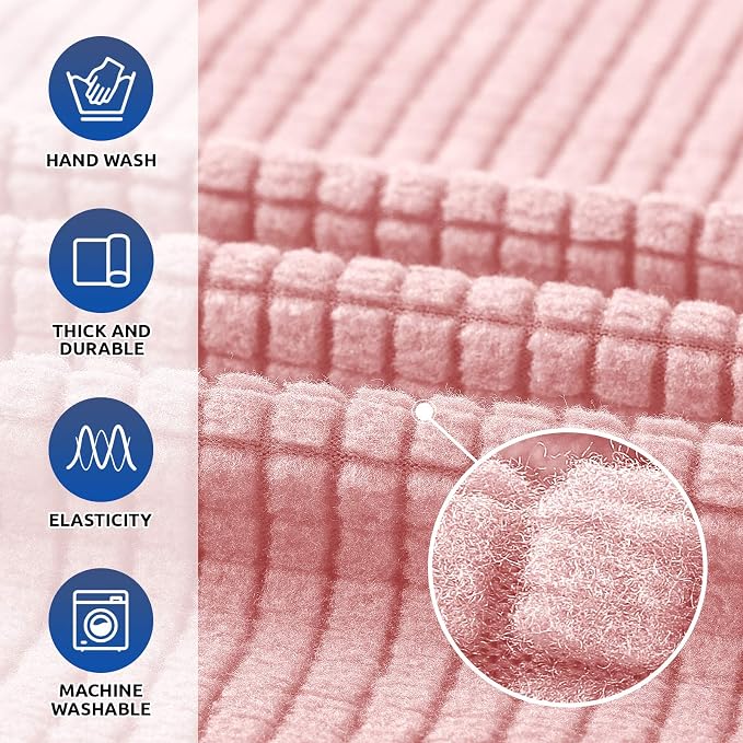 Stretch Oversized Couch Covers for Sofa Slipcover,Dusty Pink | 1-Piece Washable Sofa Cover (94"-110") 4-Seater Furniture Protector, Soft Jacquard Non-Slip Elastic Bottom for Dogs & Kids