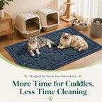 Yimobra Cat Litter Mat, Easy Clean Trapping PVC Mat, 47" x 36", Waterproof Backing, Non Slip Bottom, Scatter Control Pad for Litter Box, Dark Blue