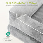 CWAWZ XXL Dog Bed for Extra Large Dogs, Giant Orthopedic Dog Bed with Cooling Gel Memory Foam, Waterproof Pet Bed with Removable Washable Cover, 53" Pet Sofa bed Dutch Velvet with Bone Toy, Light Gray