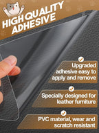 Acostop 12"x136" Cuttable Cat Scratch Furniture Protector for Leather Couch | Transparent Easy to Remove Anti-Scratch Couch Protector from Cat, No Pins