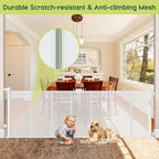 Reinforced 80 Inch Extra Wide Retractable Baby Gate with Support Rods, Indoor/Outdoor Retractable Pet Gates for Wide Openings, 33” Tall Mesh Dog Gate Indoor Extra Long Baby Gates for Decks, White